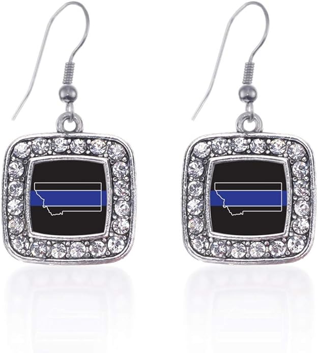 Inspired Silver - Silver Square Charm French Hook Drop Earrings with Cubic Zirconia Jewelry