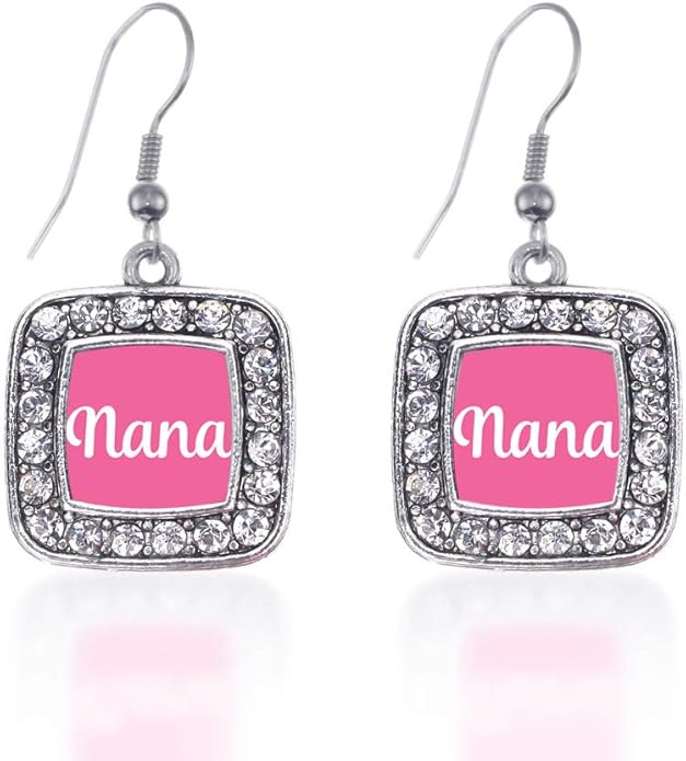 Inspired Silver - Silver Square Charm French Hook Drop Earrings with Cubic Zirconia Jewelry
