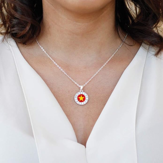 Inspired Silver - Silver Circle Charm 18 Inch Necklace with Cubic Zirconia Jewelry