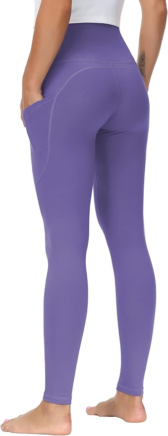 THE GYM PEOPLE Thick High Waist Yoga Pants with Pockets, Tummy Control Workout Running Yoga Leggings for Women
