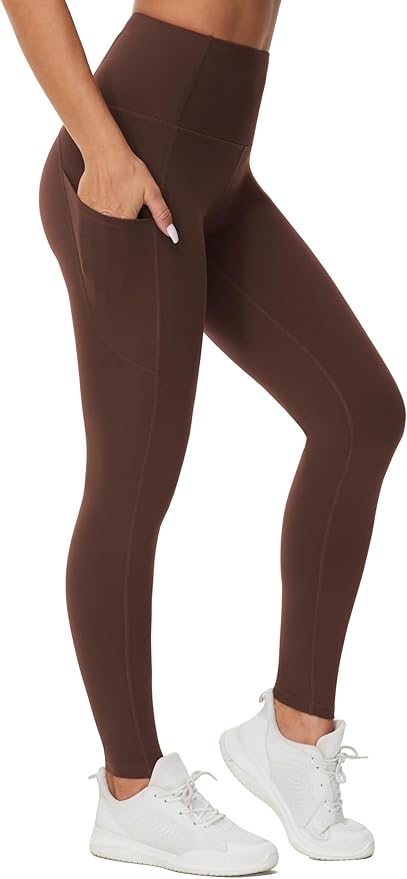 THE GYM PEOPLE Thick High Waist Yoga Pants with Pockets, Tummy Control Workout Running Yoga Leggings for Women
