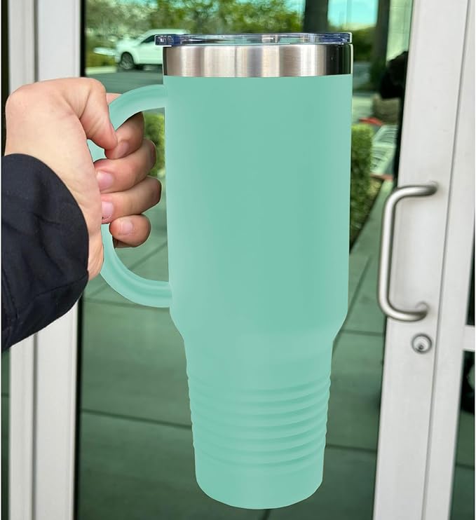 LaserGram 40oz Vacuum Insulated Travel Mug with Handle, CNA Certified Nurse Assistant, Personalized Engraving Included (Teal)