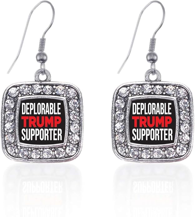 Inspired Silver - Silver Square Charm French Hook Drop Earrings with Cubic Zirconia Jewelry