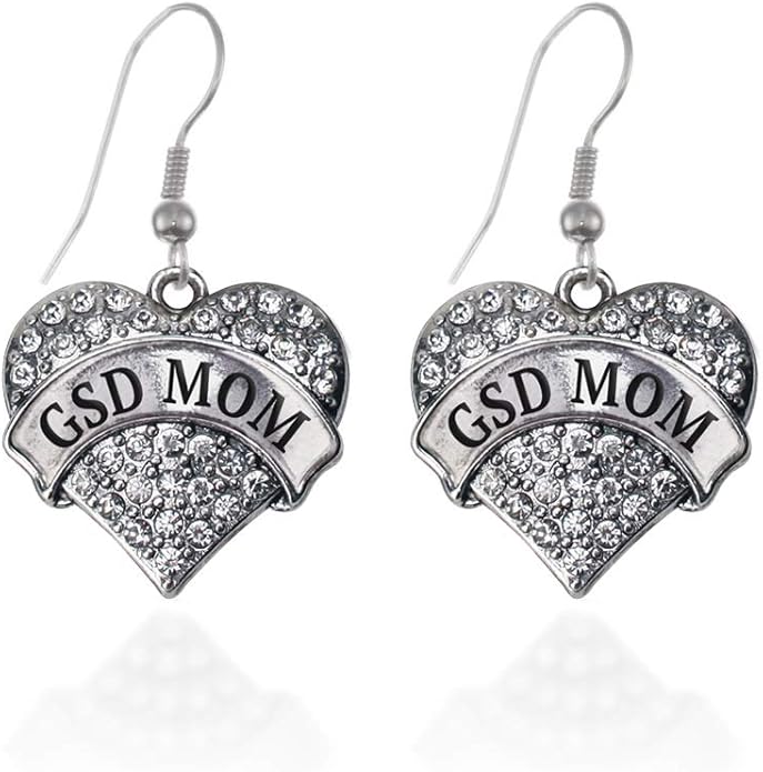 Inspired Silver - Silver Pave Heart Charm French Hook Drop Earrings with Cubic Zirconia Jewelry