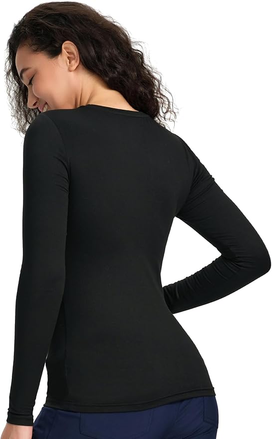 COZYFIT 3 Pack Scrub Undershirts Long Sleeve Women - Underscrub Comfort Tee