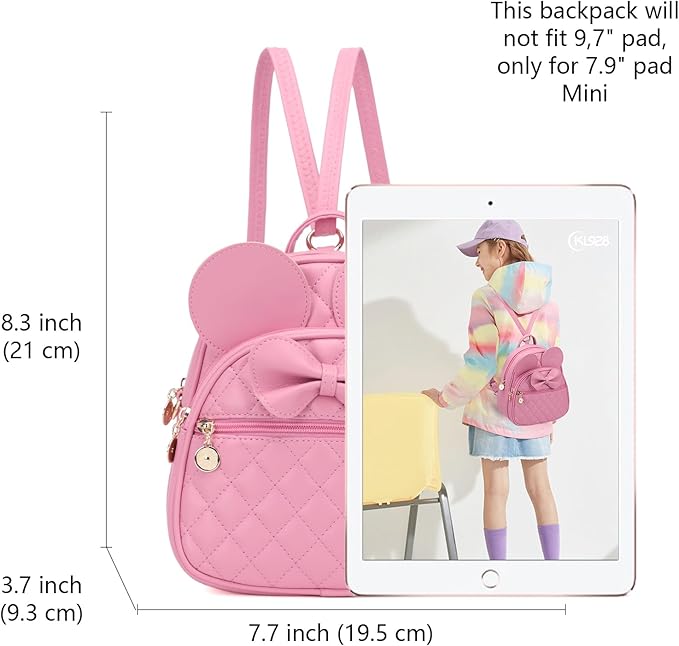KL928 Girls Mini Backpack Bowknot Polka Dot Cute Small Daypacks Convertible Shoulder Bag Purse for Women
