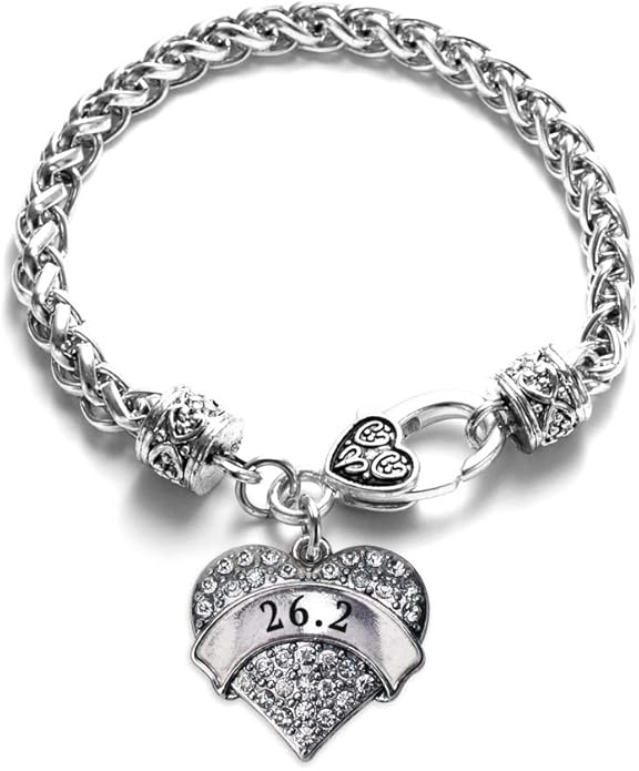 Inspired Silver - Silver Pave Heart Charm Bracelet with Cubic Zirconia Jewelry
