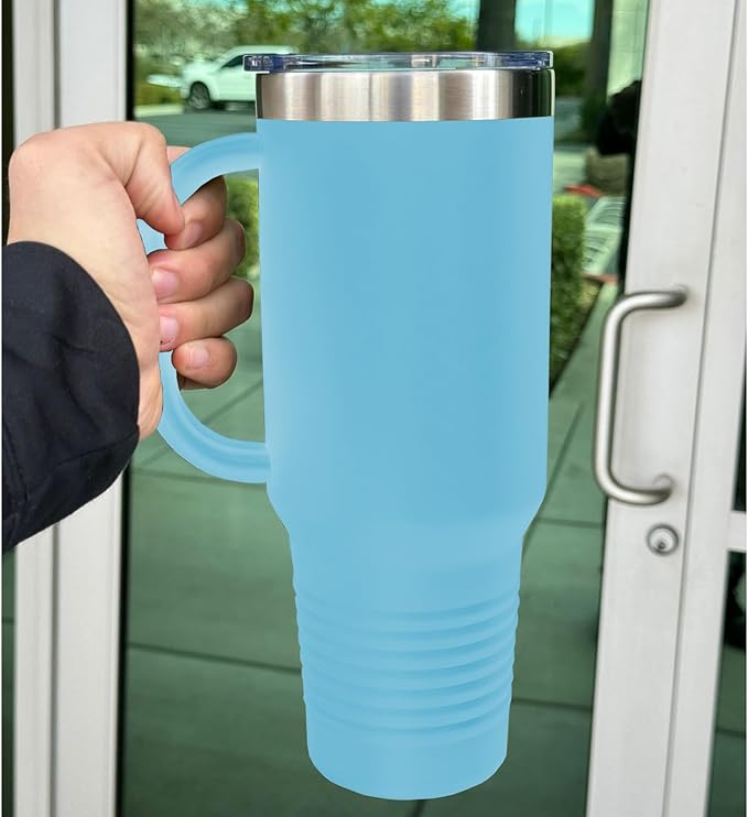 LaserGram 40oz Vacuum Insulated Travel Mug with Handle, CNA Certified Nurse Assistant, Personalized Engraving Included (Light Blue)