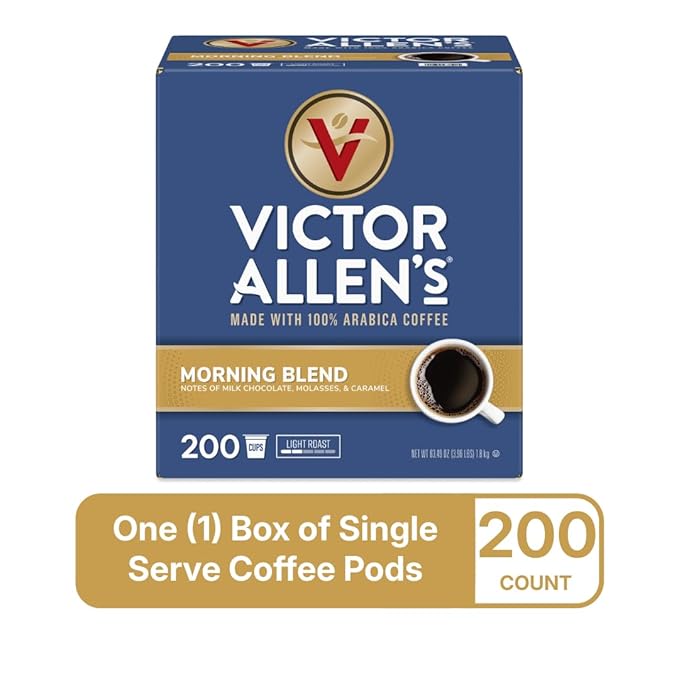 Victor Allen's Coffee Morning Blend, Light Roast, 200 Count, Single Serve Coffee Pods for Keurig K-Cup Brewers