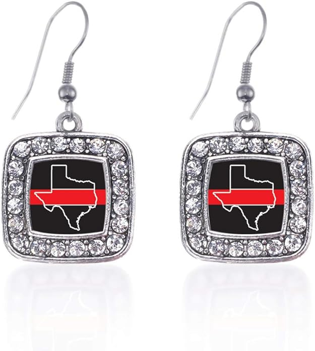 Inspired Silver - Silver Square Charm French Hook Drop Earrings with Cubic Zirconia Jewelry