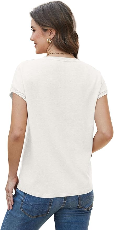 WIHOLL Short Sleeve Sweater for Women Summer Tops Crew Neck Fashion Clothing Tshirts Shirts Travel Outfits Dressy Casual