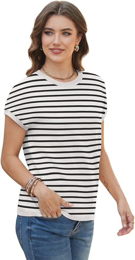 WIHOLL Short Sleeve Sweater for Women Summer Tops Crew Neck Fashion Clothing Tshirts Shirts Travel Outfits Dressy Casual