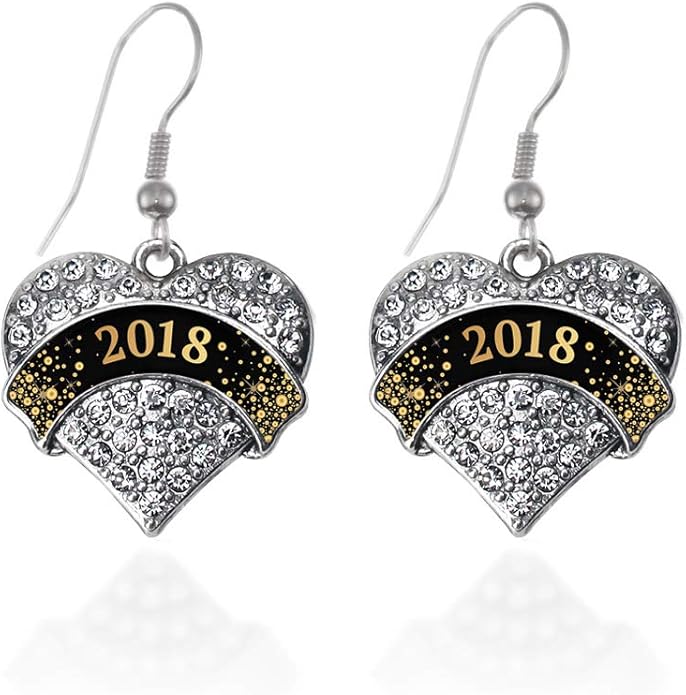Inspired Silver - Silver Pave Heart Charm French Hook Drop Earrings with Cubic Zirconia Jewelry