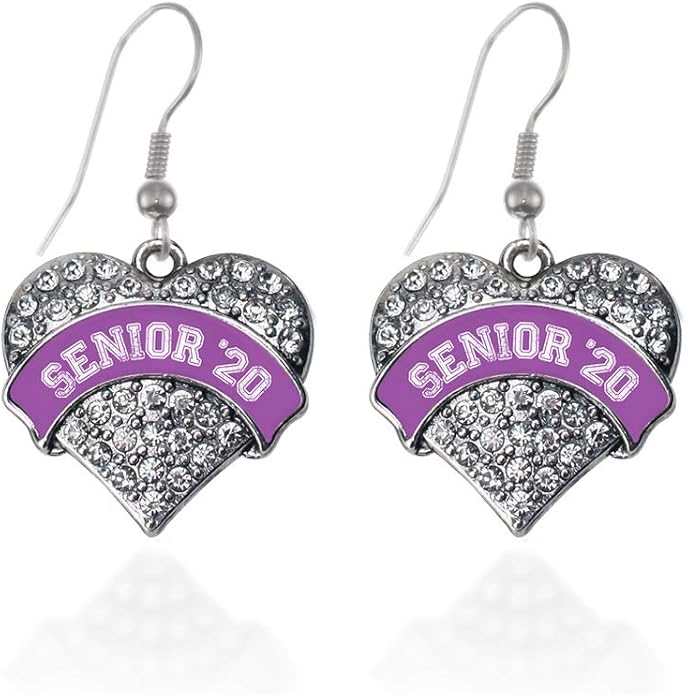 Inspired Silver - Silver Pave Heart Charm French Hook Drop Earrings with Cubic Zirconia Jewelry