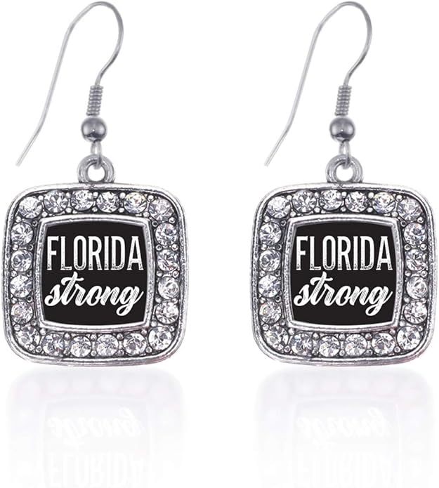 Inspired Silver - Silver Square Charm French Hook Drop Earrings with Cubic Zirconia Jewelry