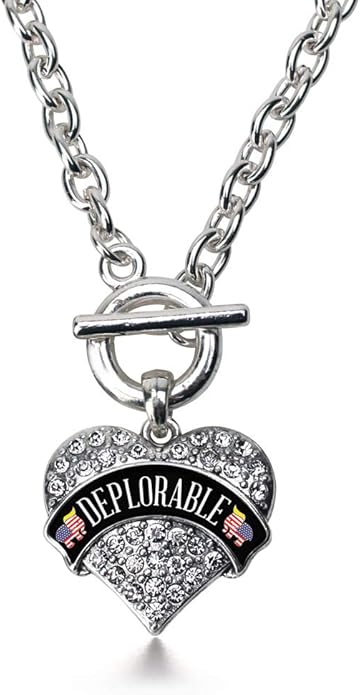 Inspired Silver - Silver Pave Heart Charm 18 Inch Necklace with Cubic Zirconia Jewelry