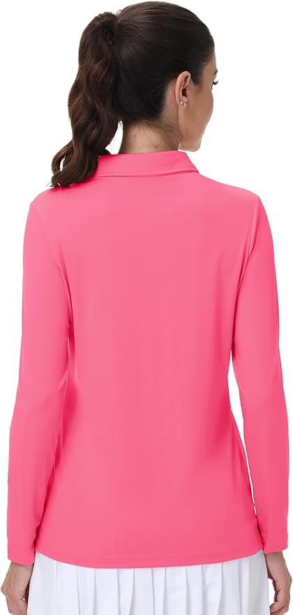 MAGCOMSEN Women's Polo Shirts Long Sleeve Golf Shirt Quick Dry UPF 50+ Sun Protection Lightweight Tennis Shirts