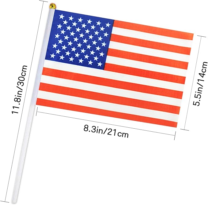 Small American Flags on Stick,12 Pack Mini Hand Held USA American Flag for Outside Parades Patriotic Holiday 4th of July Decorations