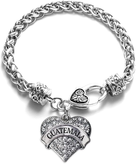 Inspired Silver - Silver Pave Heart Charm Bracelet with Cubic Zirconia Jewelry
