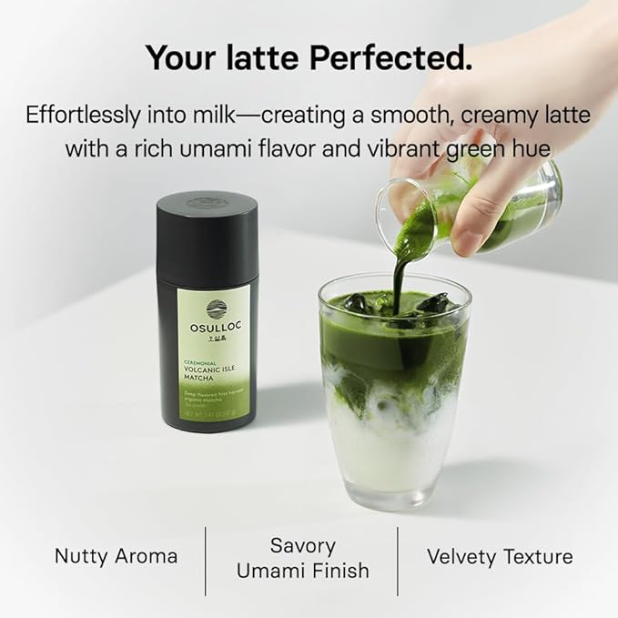OSULLOC Volcanic Isle Matcha Powder, Ceremonial Grade Korean Matcha for lattes, Green tea powder from Jeju island (1.41oz, 40g)
