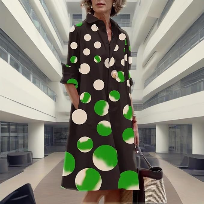 Womens 2025 Long Sleeve Button Down Shirt Summer Dress Casual V Neck Loose Fit Midi Shirt Dresses with Pockets