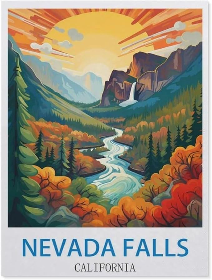 Jigsaw Puzzle 1000 Pieces，Nevada Falls California，Wood Adult Toys Decompression Game（75x50cm）-CL63
