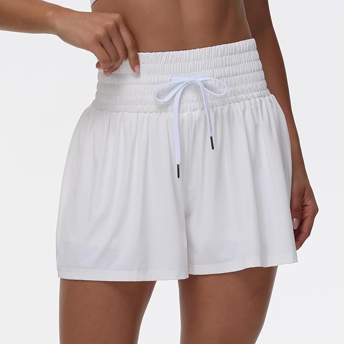 Blaosn Flowy Athletic Shorts for Women Gym Workout Running Short Pants High Waist Skort with Pocket Casual Summer Clothes