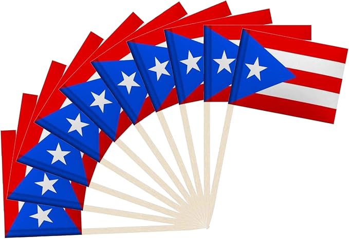 Puerto Rico Flag Puerto Rican Flag, Small Mini Puerto Rican Toothpick Flags for Food, Cupcakes, Cocktails, Appetizers, Bar Party Decorations