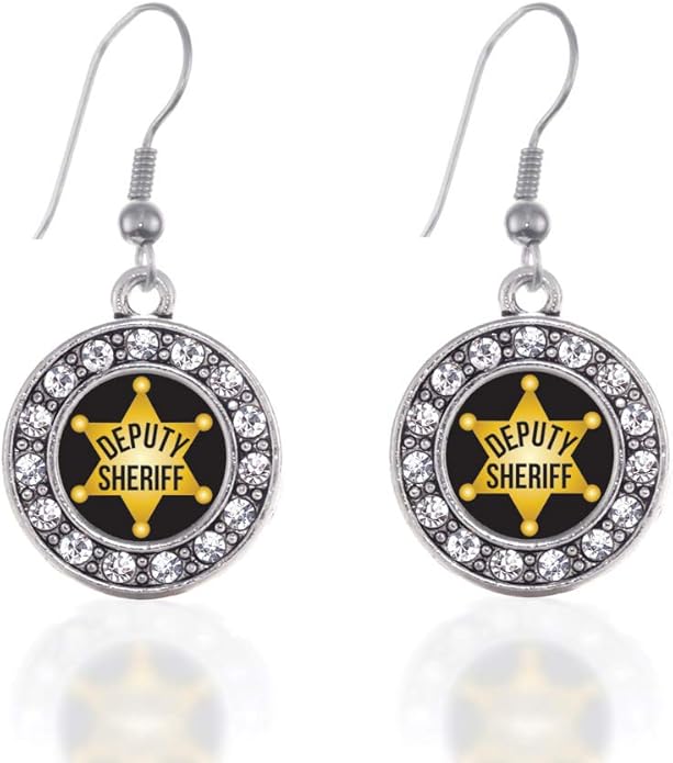 Inspired Silver - Silver Circle Charm French Hook Drop Earrings with Cubic Zirconia Jewelry