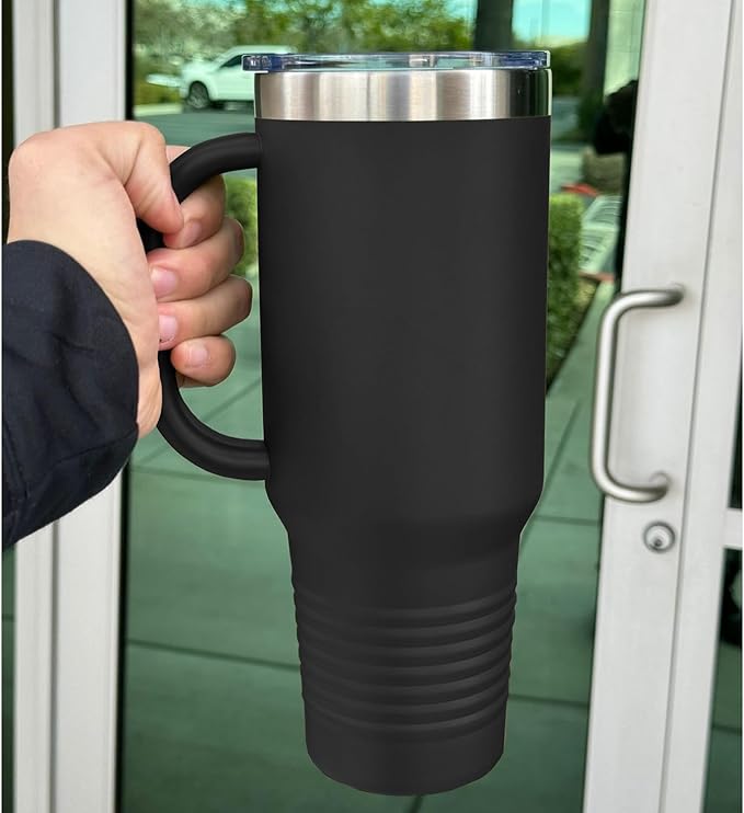 LaserGram 40oz Vacuum Insulated Travel Mug with Handle, CNA Certified Nurse Assistant, Personalized Engraving Included (Black)