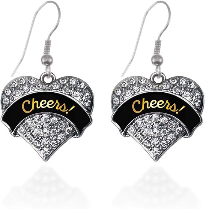 Inspired Silver - Silver Pave Heart Charm French Hook Drop Earrings with Cubic Zirconia Jewelry