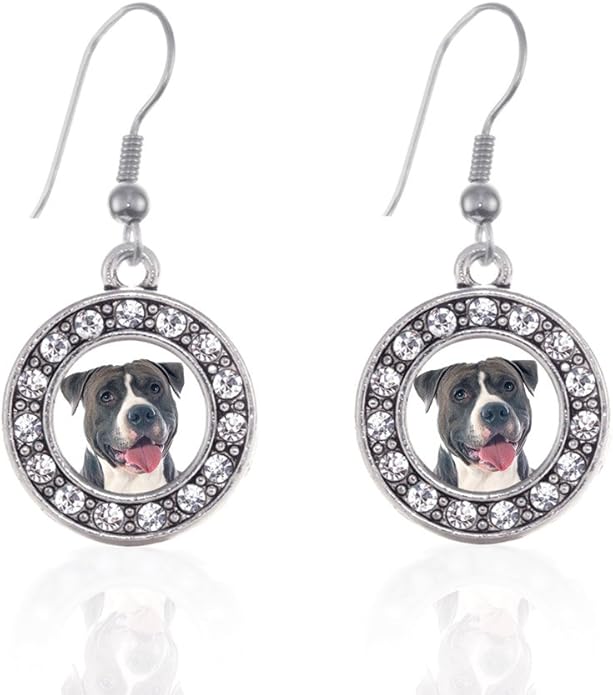 Inspired Silver - Silver Circle Charm French Hook Drop Earrings with Cubic Zirconia Jewelry
