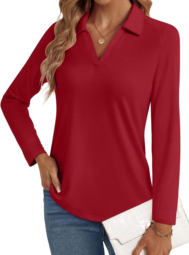 3/4 Length Sleeve Womens Tops Dressy Casual V Neck Polo Shirts Business Work Blouses 2025 Trendy Tunic Top