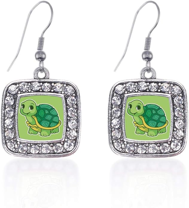 Inspired Silver - Silver Square Charm French Hook Drop Earrings with Cubic Zirconia Jewelry