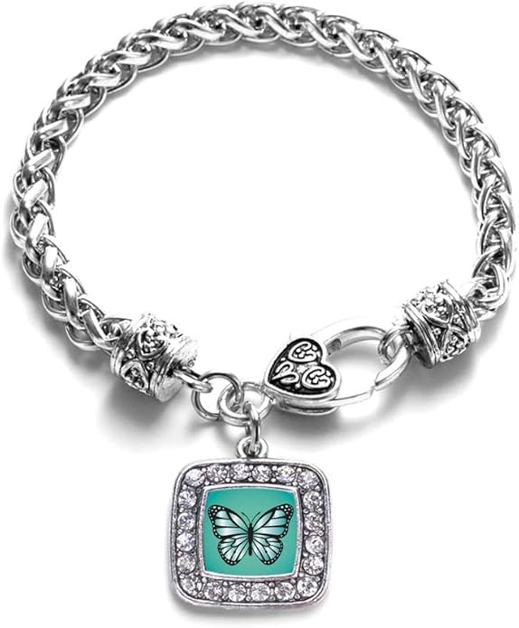 Inspired Silver - Silver Square Charm Bracelet with Cubic Zirconia Jewelry