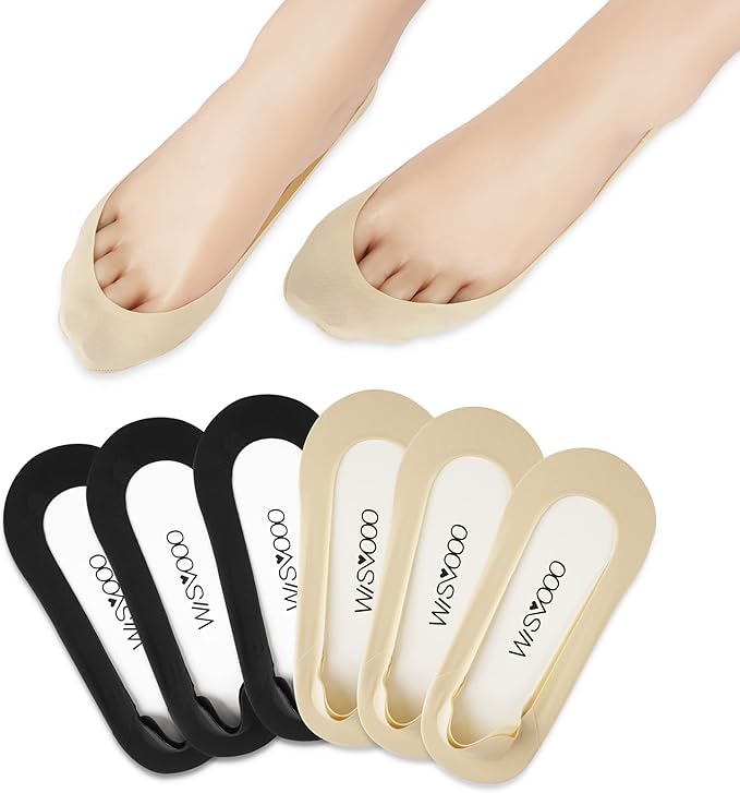 WISVOOO No Show Socks Womens Liner Ultra Low Cut Non Slip Invisible Socks for Flats