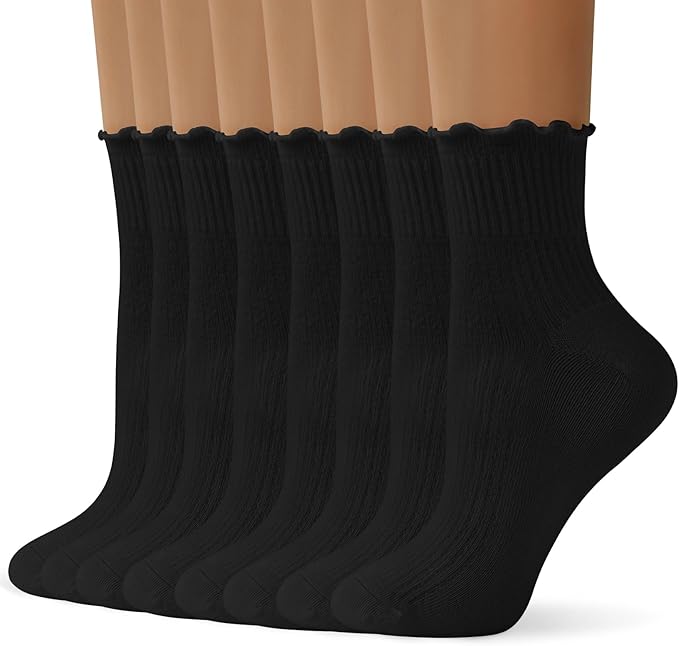 ANDERE ARTE Womens Ruffle Ankle Socks Cute Lettuce Edge Crew Socks for Women