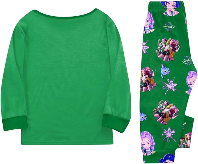Girls 2 Piece K Pop Singer Outfits Cute Cartoon Graphic Shirts and Pants Casual Tracksuit Fashion Clothing Sets