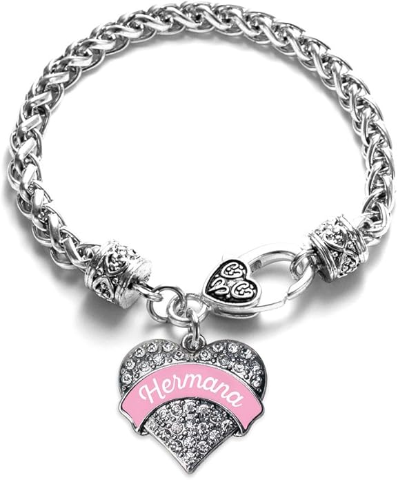 Inspired Silver - Silver Pave Heart Charm Bracelet with Cubic Zirconia Jewelry