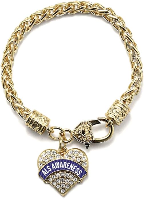 Inspired Silver - Gold Pave Heart Charm Bracelet with Cubic Zirconia Jewelry