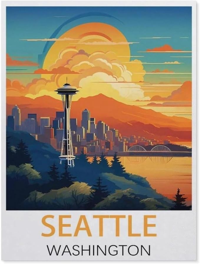 Jigsaw Puzzle 1000 Pieces，Seattle Washington，Large Family Puzzle Game Artwork for Adults Teens（50x70cm）-BH75