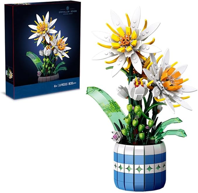 Epiphyllum Flowers Building Set- Compatible with Lego Botanical Collection, Flower Botanical Bonsai Building Toys for Adults Ideal for Mothers Day Display (835PCS)