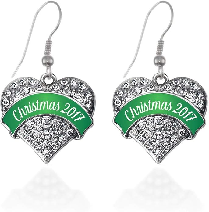 Inspired Silver - Silver Pave Heart Charm French Hook Drop Earrings with Cubic Zirconia Jewelry