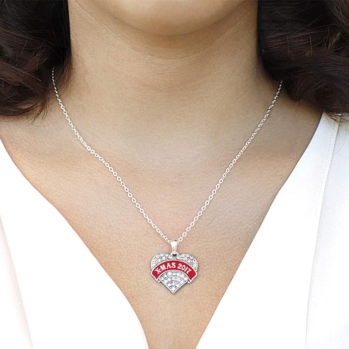 Inspired Silver - Silver Pave Heart Charm 18 Inch Necklace with Cubic Zirconia Jewelry