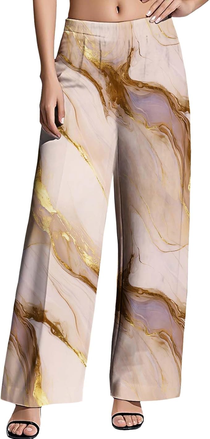 Womens Boho Pants Casual Oversize High Waisted Wide Leg Trousers Pattern Printed Ourdoors Pant for 2025 Summer