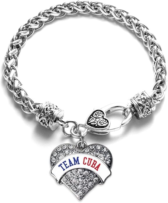 Inspired Silver - Silver Pave Heart Charm Bracelet with Cubic Zirconia Jewelry