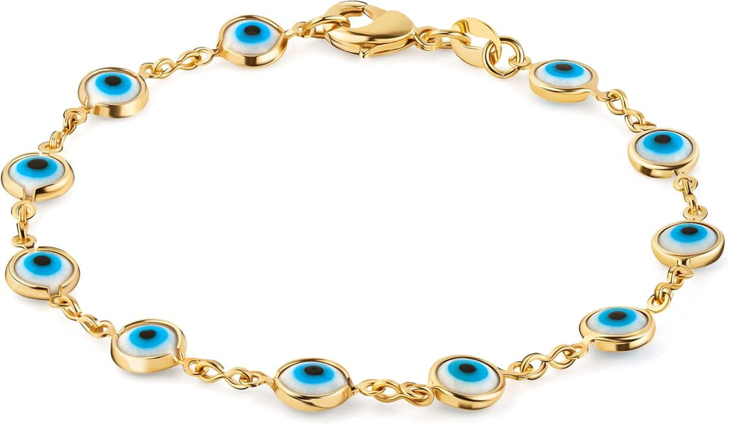 Barzel 18K Gold Plated Multicolored Evil Eye Bracelet for Women - Made in Brazil