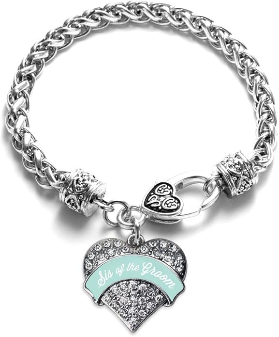 Inspired Silver - Silver Pave Heart Charm Bracelet with Cubic Zirconia Jewelry