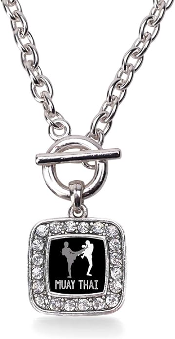 Inspired Silver - Silver Square Charm 18 Inch Necklace with Cubic Zirconia Jewelry