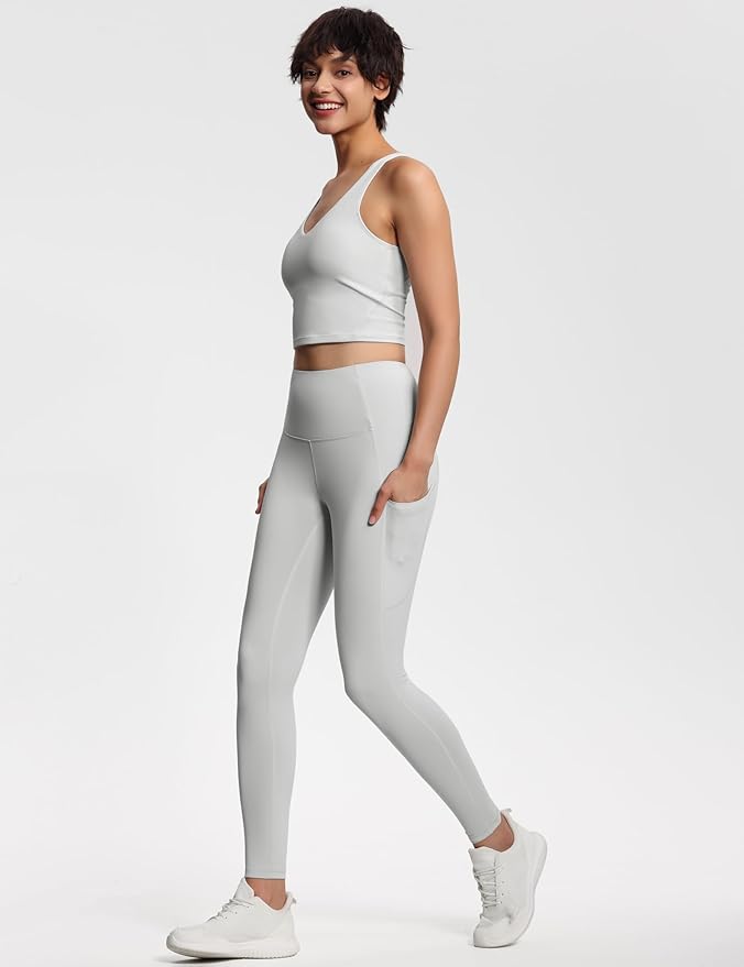 THE GYM PEOPLE Thick High Waist Yoga Pants with Pockets, Tummy Control Workout Running Yoga Leggings for Women